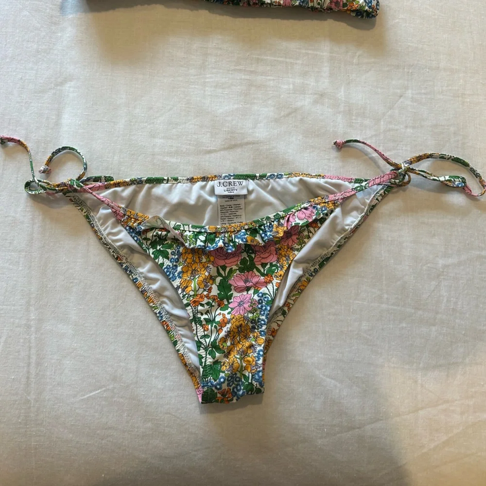 J. Crew Floral Tie-Side Bikini Bottom in Yellow, Pink, Green, Blue